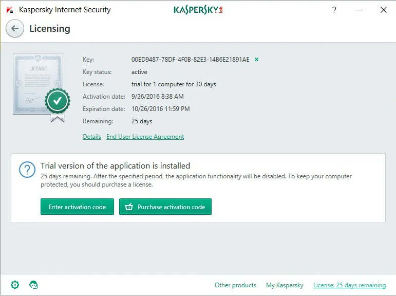 فعالسازی کسپرسکی با لایسنس 9 14