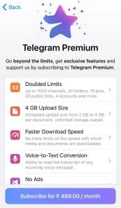 اشتراک تلگرام پرمیوم Telegram Premiumبا3 بازه زمانی متفاوت 10 ویژگی های اکانت پولی تلگرام telegram